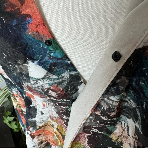 Marie Oliver Silk Faux Wrap Long Sleeved Blouse in Fall Autumn Colors size Small - Picture 5 of 8